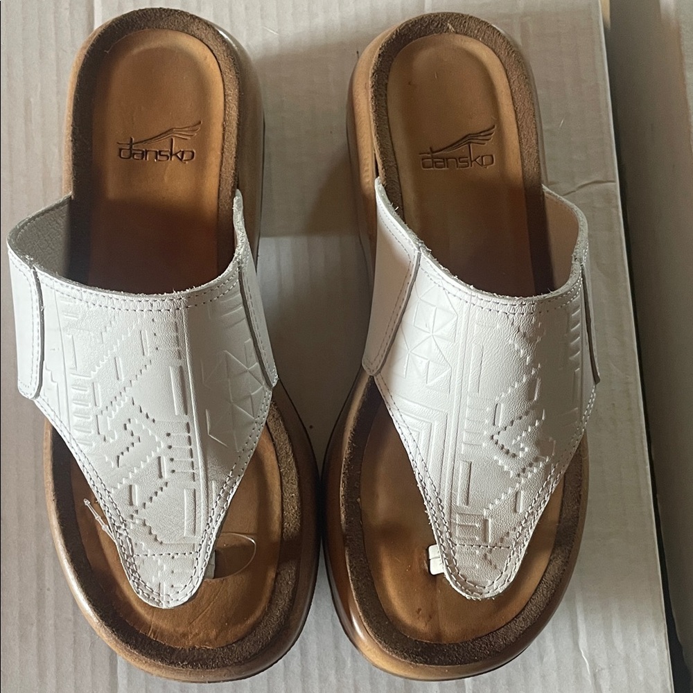 Dansko Women's Embossed White Sandals